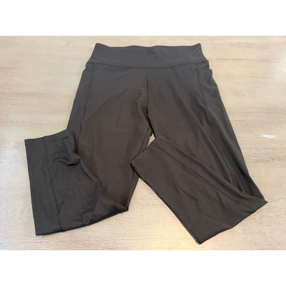 Black High Waisted Athletic Leggings with Side Pockets Size 4XL